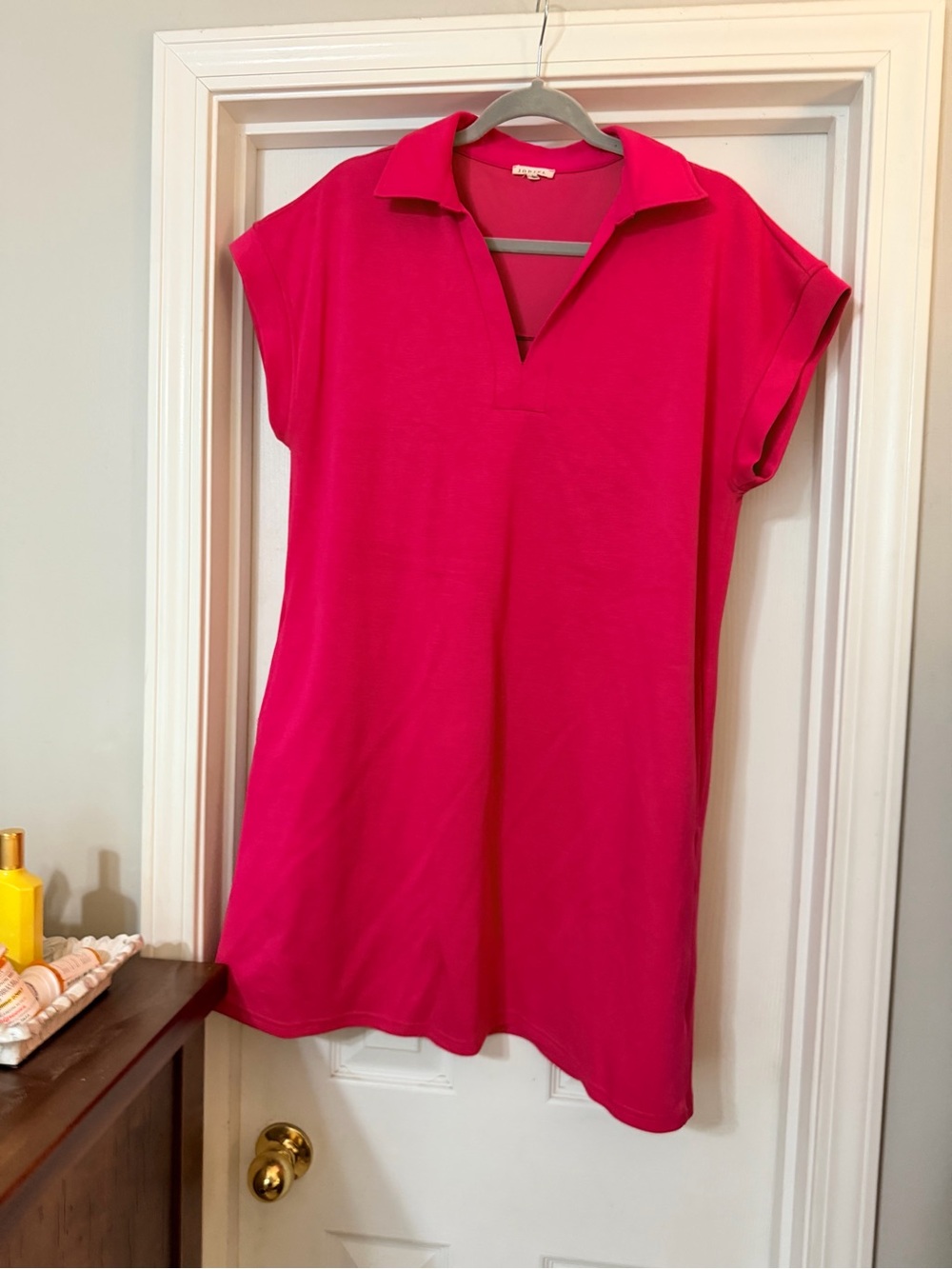 JODIFL Vibrant Hot Pink Polo Tunic